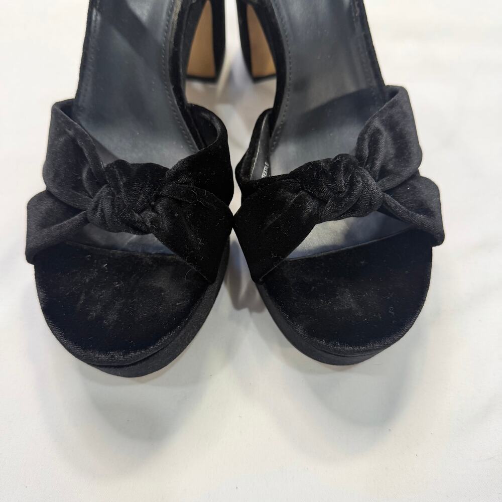 J.Crew Black Velvet Platform Heels Women’s 8 Block Heel Ankle Strap Sandals - Picture 5 of 10